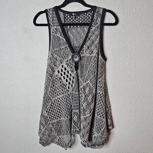 Lily Crochet Knit Button Top Women S Small Y2K Whimsigoth‎ Fairy Grunge Black